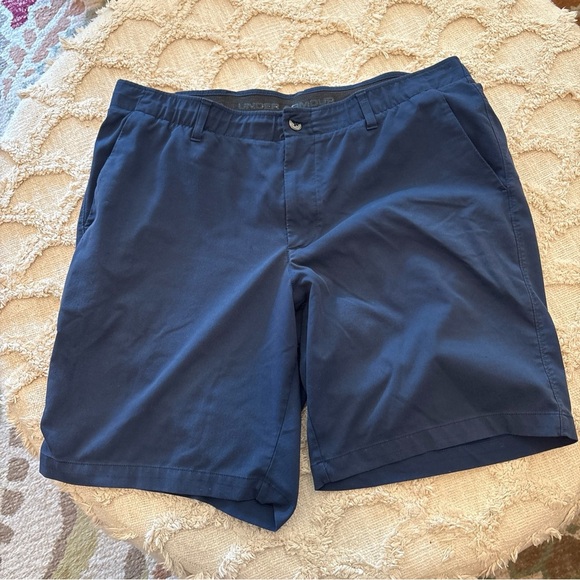 Under Armour Shorts Mens 40 Navy Blue UA Matchplay Performance Golf Heat Gear - Picture 1 of 7